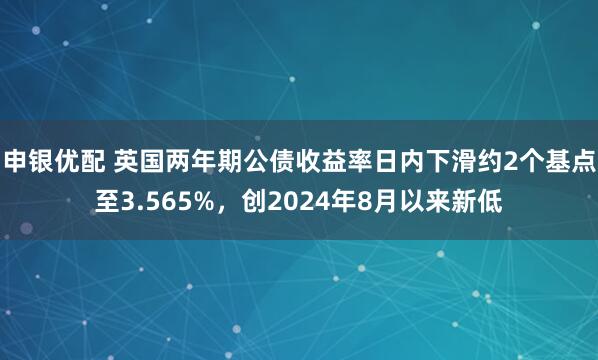 申银优配 英国两年期公债收益率日内下滑约2个基点至3.565%，创2024年8月以来新低